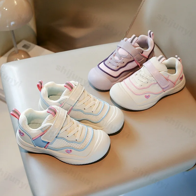 

New Children's Casual Shoes 2025 Spring Soft Sole Mesh Breathable Comfortable Sport Shoes Girls' Fashion Trend Princess Sneakers
