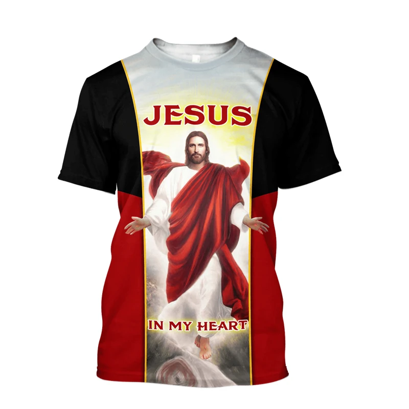 Jesus Christ T-shirt Men Women Short Sleeve O-neck T Shirts 3D Printed Pattern USA Flag Worship Chapel Clothes Pullover Top Tee