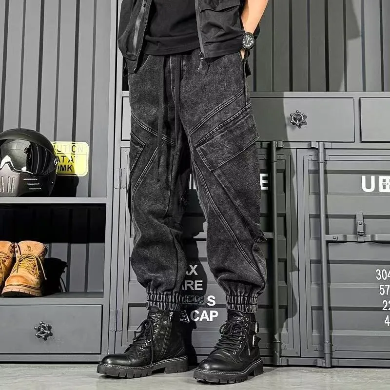 

Retro Workwear Jeans Men's Heavyweight Waed Loose Casual Wide Leg Pants All-Match Cuffed Trousers Faionable Ci Sle