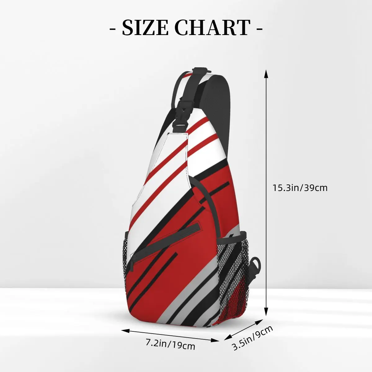 Diagonal Stripes Crossbody Sling Bags Pattern Chest Bag Nordic Red Abstract Shoulder Backpack Daypack Travel Hiking Cycling Bag