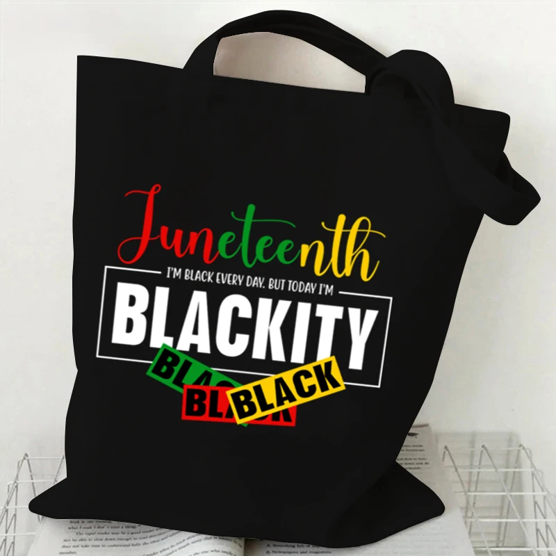 Borsa a tracolla in tela da donna Celebrare borse per la spesa con grafica Juneteenth Borse tote Storia nera Borse con stampa Dream Like Martin