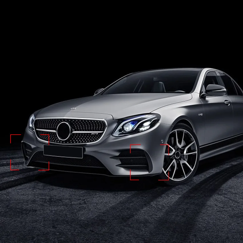 

For Mercedes Benz E Class W213 2016-2019 E43 E53 AMG Car Exterior Body Side Front Bumper Lip Trim Cover Stickers Car Accessories