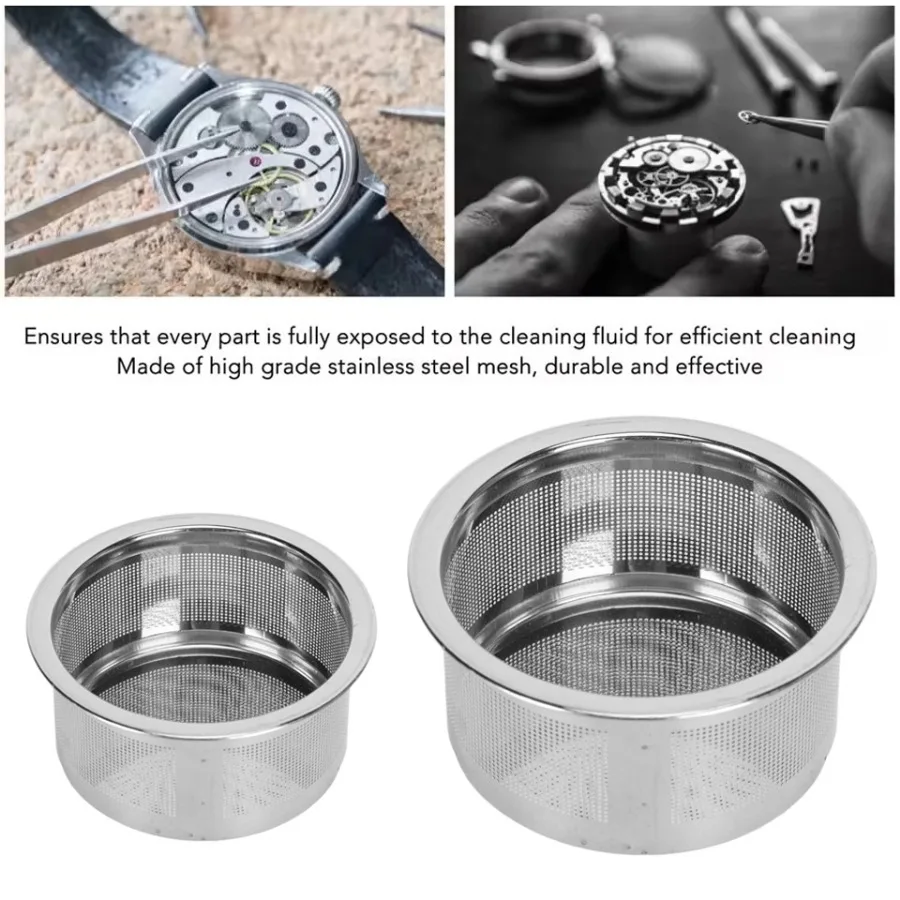 Watch Parts Cleaner Baskets Ultrasonic Cleaning 304 Stainless Steel Watch Parts Mesh Holder Basket Watch Repair Tool Accessories