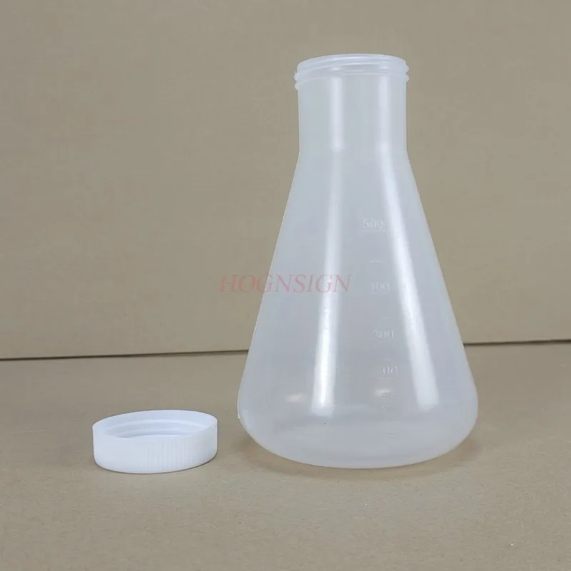 Chemistry Teaching Supplies Plastic Conical Flask Erlenmeyer Flask Conical Flask Wide Mouth Plastic Shake Flask Bottle with Cap