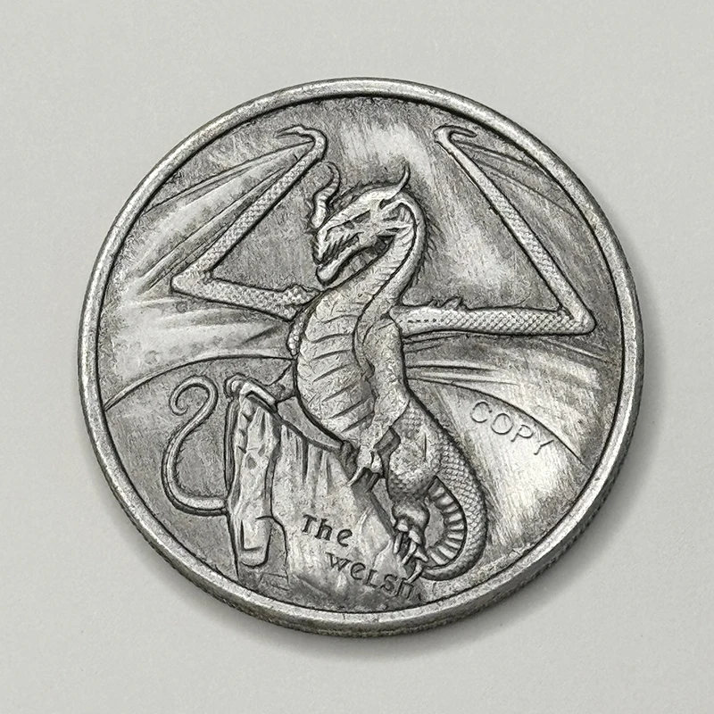 American Dragon World 2 Welsh Dragon Replica Commemorative Medal, Wing Dragon Silvery Coin, Creative Home Decor, Collectible