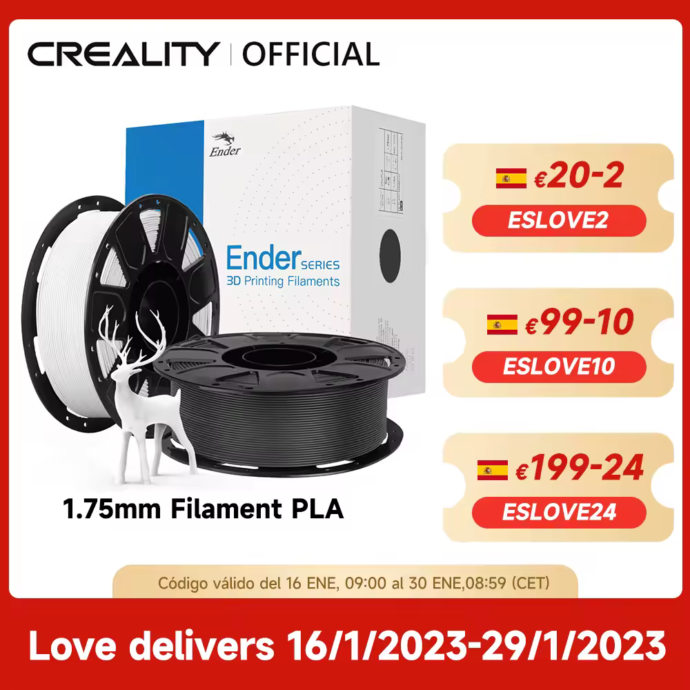 CREALITY 3D-filamento PLA de 1KG, 1,75mm, fuerte unión, precisión Dimensional +/-0,02mm, para todas las impresoras 3D Ender 3 V2 FDM