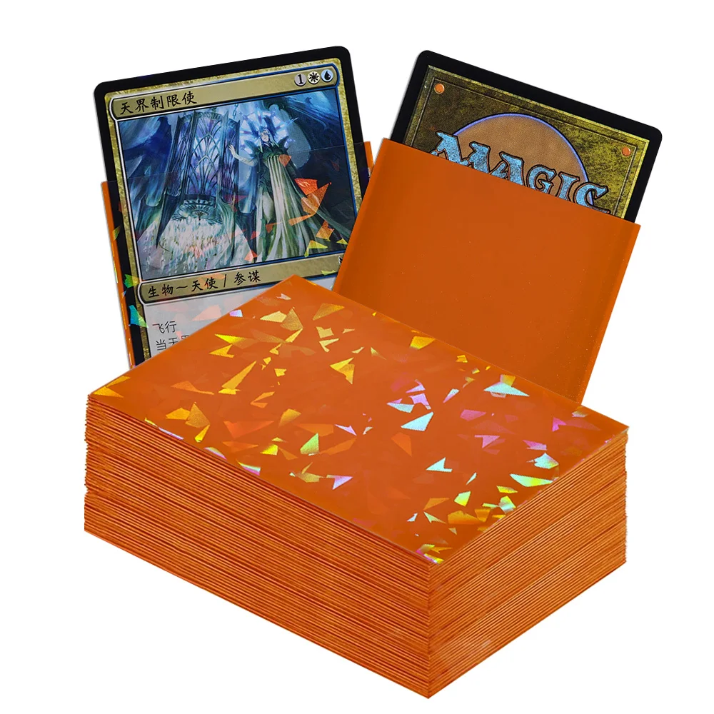 Fundas holográficas para tarjetas de vidrio roto, 66x91mm, 60 uds., Protector de tarjetas Photcard para tarjetas mágicas TCG, lámina brillante antiarañazos
