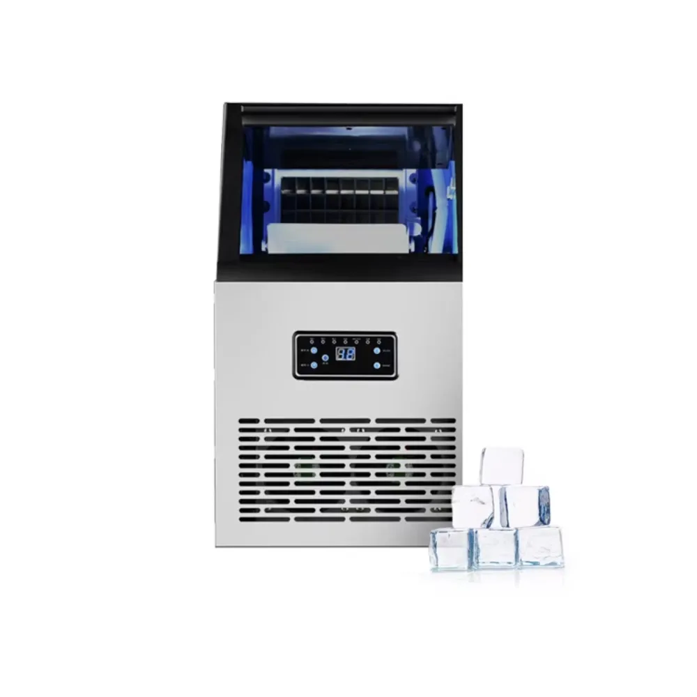Commercial Ice Maker Machine for Restaurant Bar Hotel, Air-Cooled Countertop Cube Ice Maker with Stainless Steel Interior