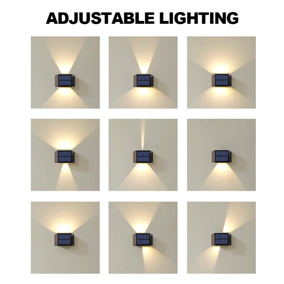 أضواء الجدار LED الشمسية IP65 مقاوم للماء الغسق إلى الفجر صعودا وهبوطا ضوء الشمس في الهواء الطلق الجدار الخفيفة للسياج الخارجي الشرفة سطح السفينة الفناء #3