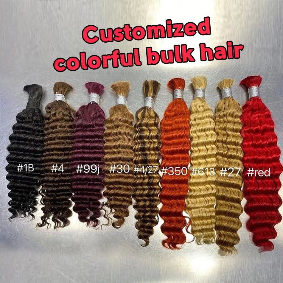 Real Beauty Bulk Human Hair Deep Wave For Braiding Highlight Blond Color Braids Curly Bulk Remy Human Hair Bundles No Weft