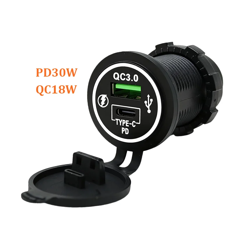 

Universal 12V-24V 60W Triple PD3.0 & Dual QC3.0 Dual Port Bus USB Charger Socket