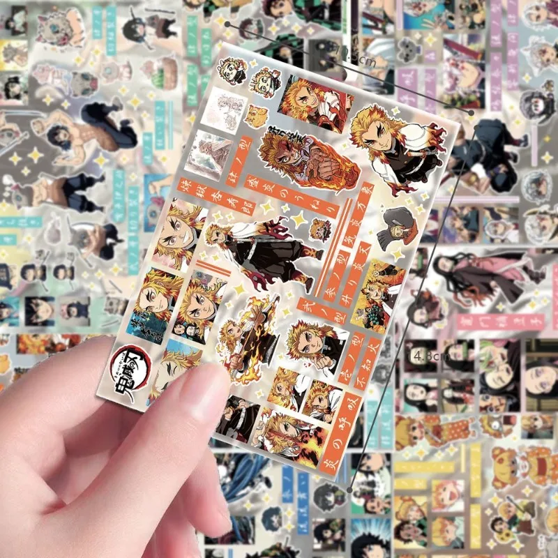 8pcs/set Demon Slayer Simple Two-dimensional Material Sticker Anime Cute Tanjiro Nezuko Refrigerator DIY Decoration Sticker Gift