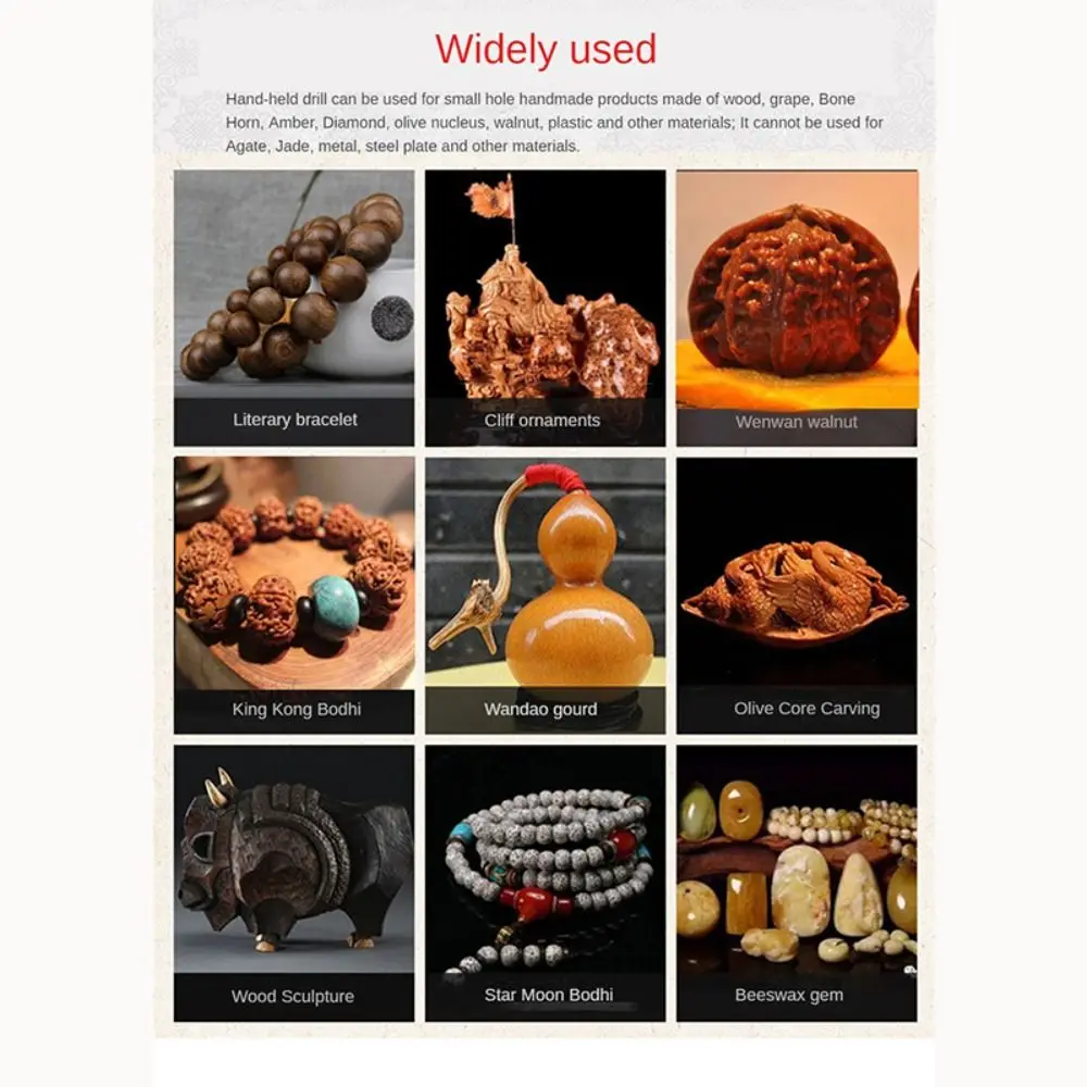With Keyless Chuck Hand Twist Drill Handmade Tools Mini Manual Puncher 0.8mm-3.0mm HSS Drill Bits Handmade Tools DIY Wood Craft