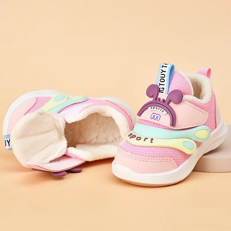 Scarpe da bambino autunno inverno con peluche moda neonati maschi e femmine Sneakers per bambini con suola morbida antiscivolo resistente all'usura Size15-25