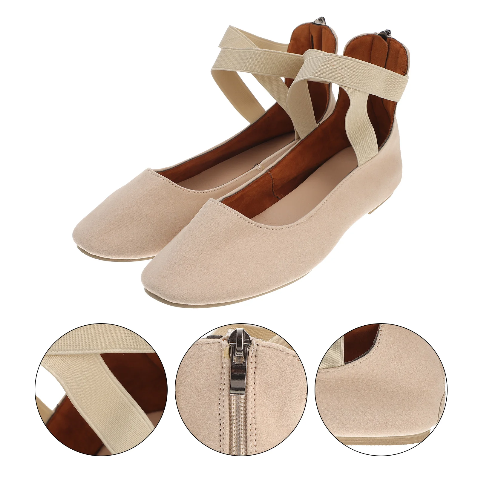 1 زوج أنيق وعصري المرأة حذاء كاجوال سهل الارتداء على أو خارج شقة وحيد المتسكعون البيج 41 8.5us 6Uk 40Eu 10.0215 بوصة