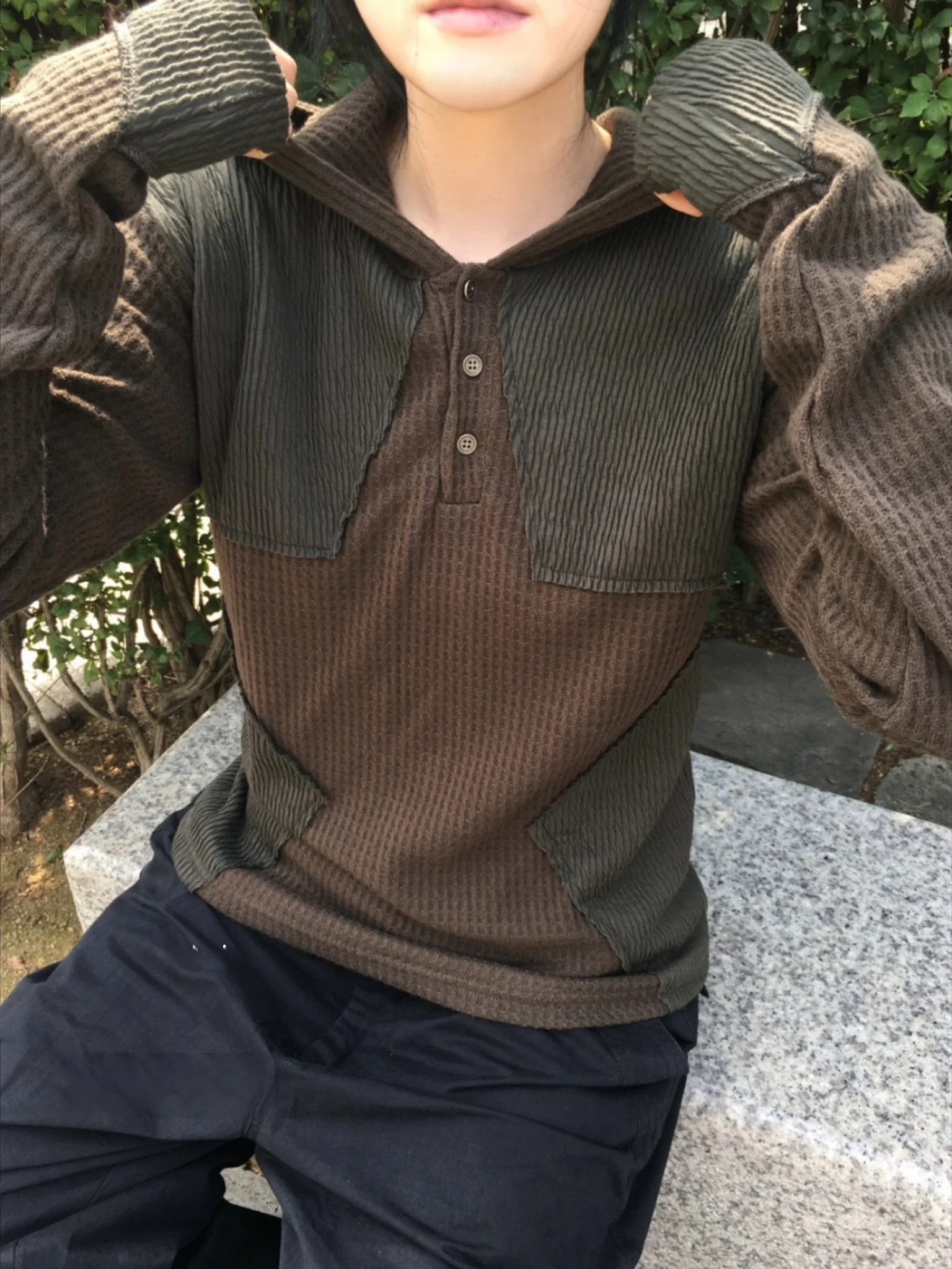 Adelgazante estrella empalme largo Sve Sudadera con capucha camiseta mujer Casual Sle patrón creativo tela china otoño Top redondo Ne