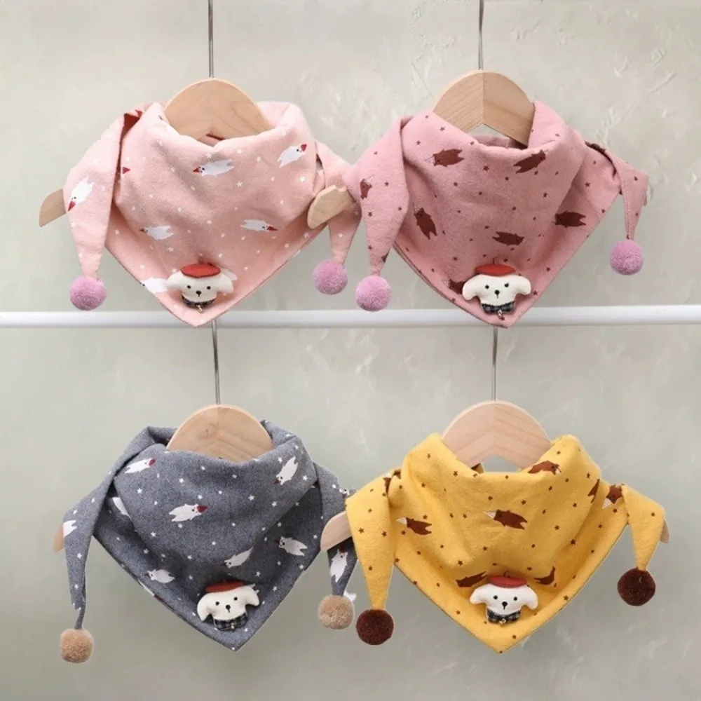 New Cartoon Cotton Triangle Scarf Thickened Winter Warm Outdoor Children Neckerchief Windproof Baby Mouth Towel