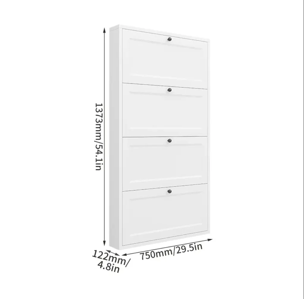 

Wall Mounted Slim White Shoe Cabinet with Multi Tier Storage for Entryway and Hallway Space Saving Modern Shoe Organizer