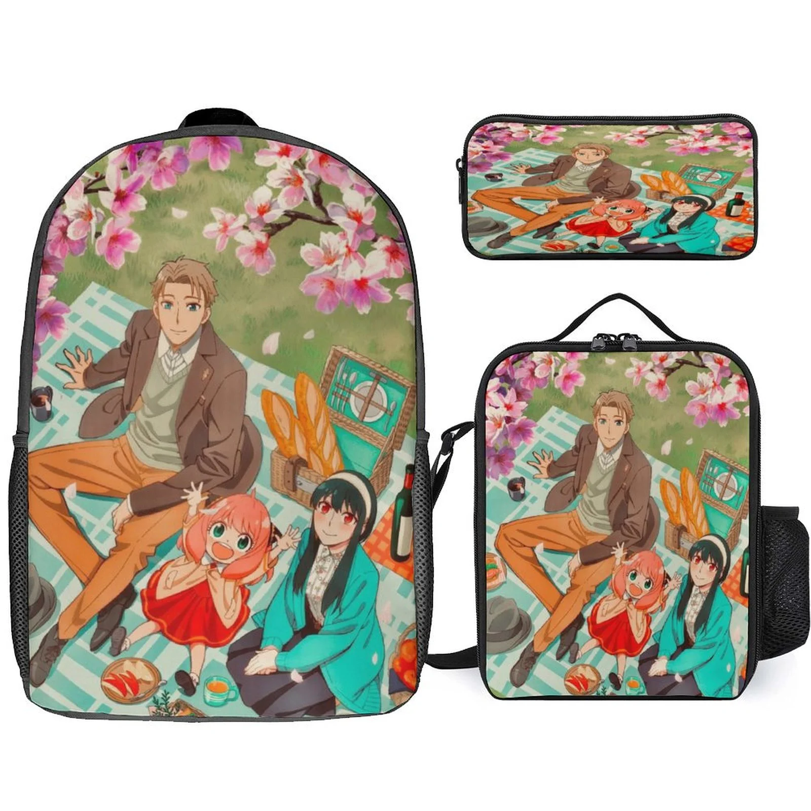 

3 in 1 Book Bag Set-Student Spy Family Multifunction Backpack+Insulated Lunch Tote+Pencil Case for School