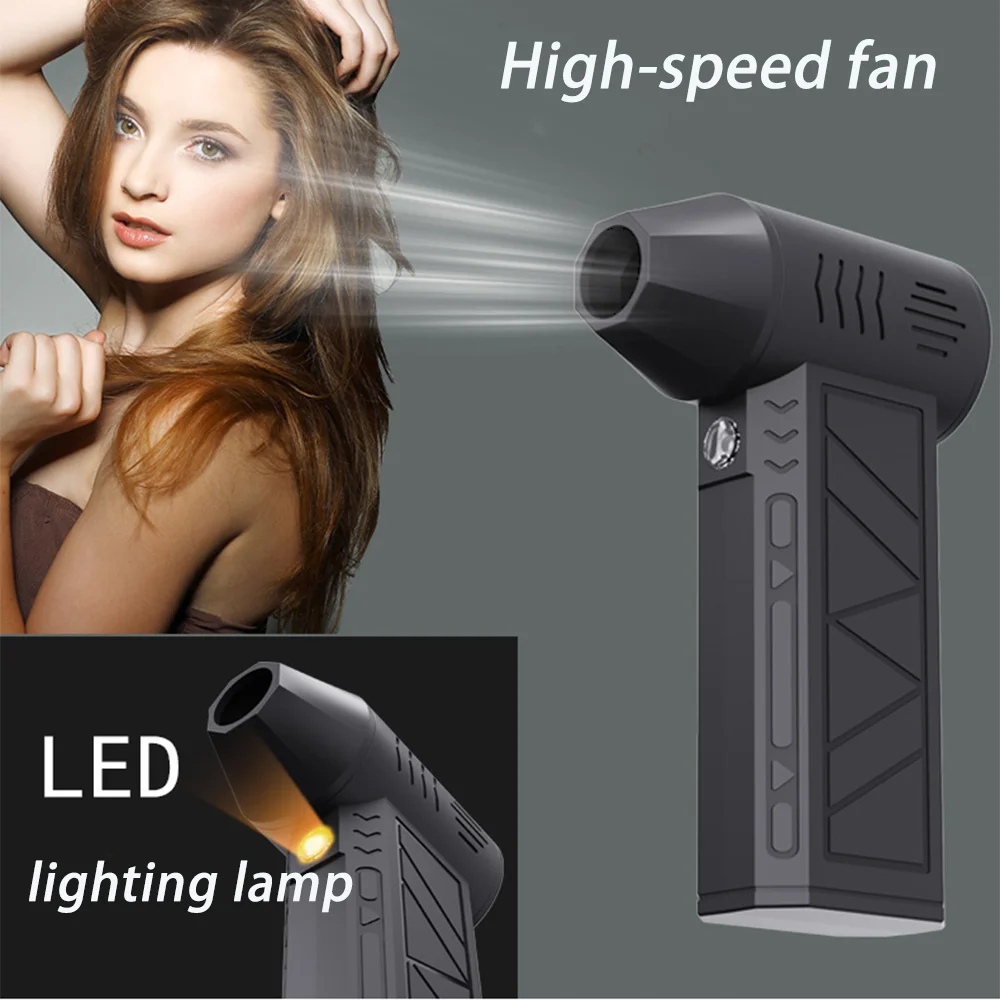

130000RPM Mini Turbo Jet Fan Electric Air Duster Adjustable wind speed Turbo Violent Blower Rechargeable with Light Car Cleaning