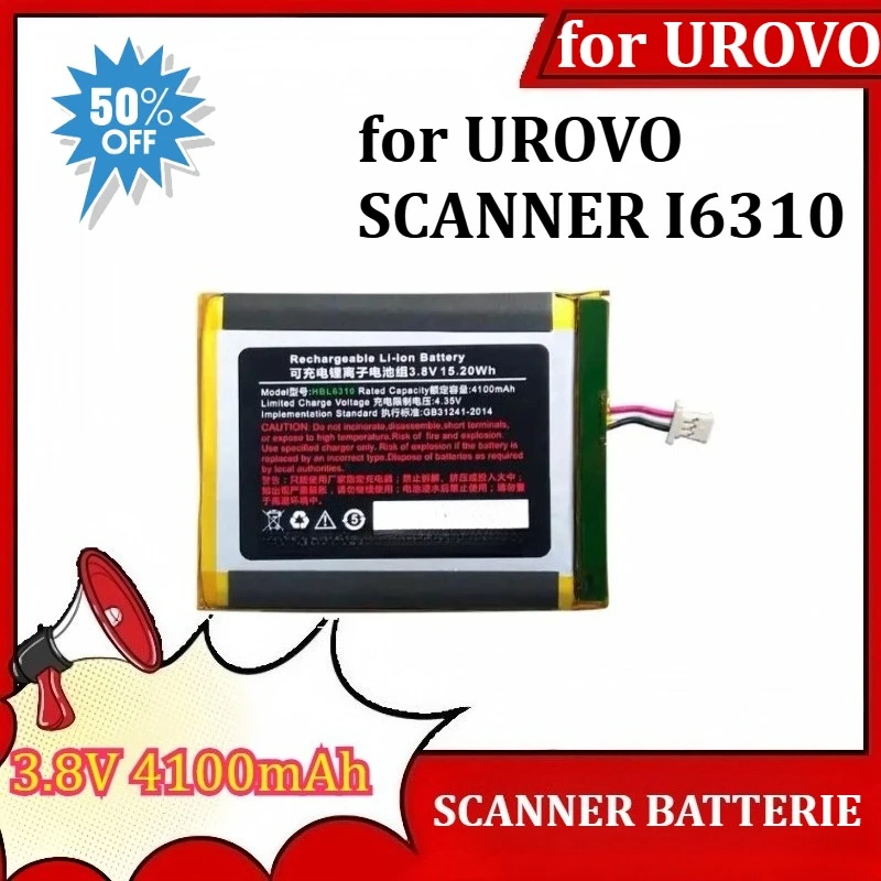 

Высококачественная новая батарея для сканера 3.8V 4100mAh HBL6310 для UROVO SCANNER I6310