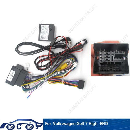 Adaptador de arnés de cableado de coche de 16 pines, decodificador de caja Canbus, Cable de alimentación de Radio Android de 500mm para Volkswagen Golf 7, Tiguan de alta gama