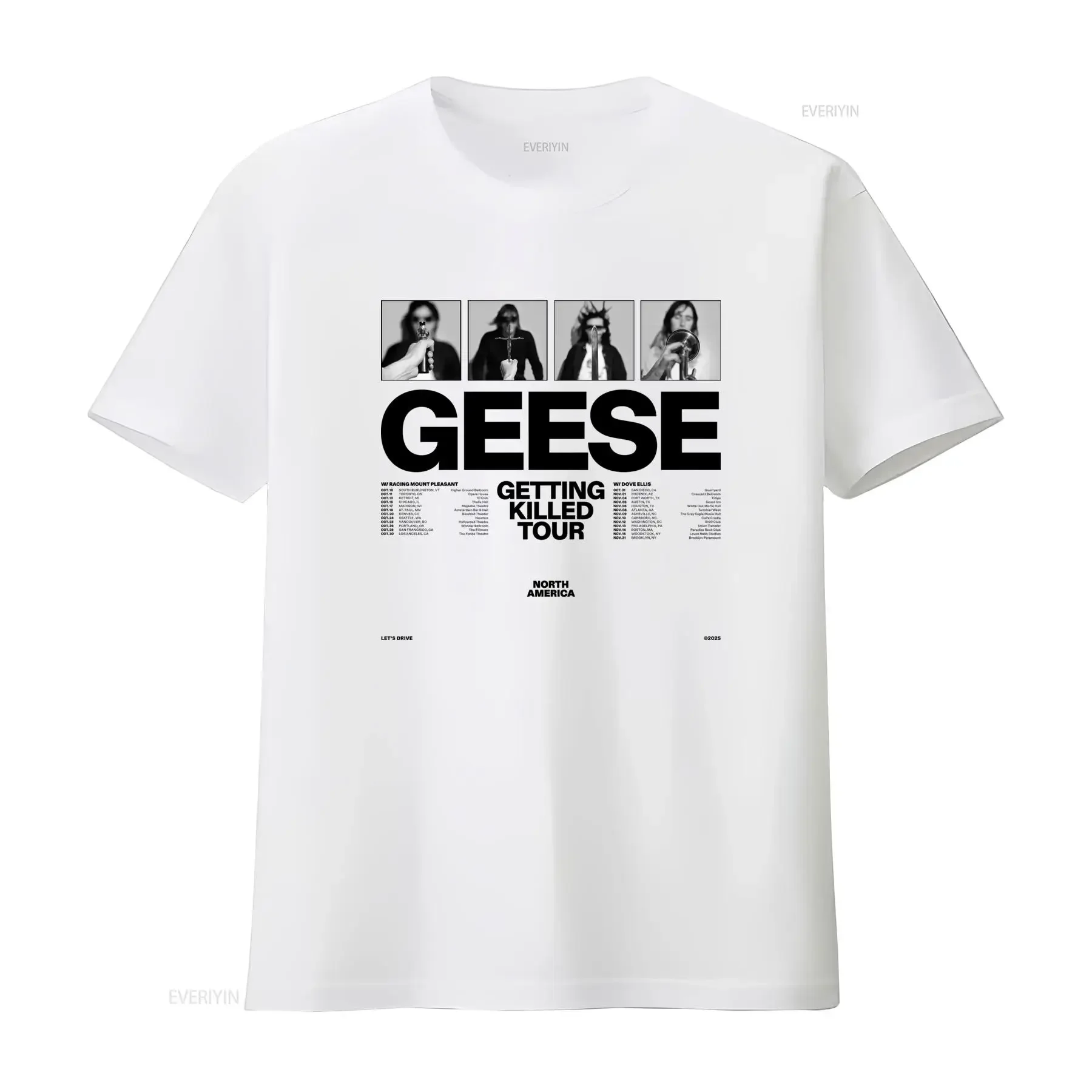 Geese Band The Getting Killed Tour Cotton T Shirt Full Size S 5Xl vintage Washed fashion designer clothes Comfortable