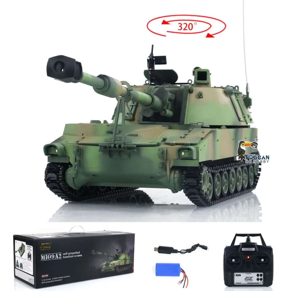 Tongde M109A2 RC 1/16 Military Battle Tank Model Self-propelled Howitze RTR Infantry Fighting Vehicle Light Sound Smoking Toy