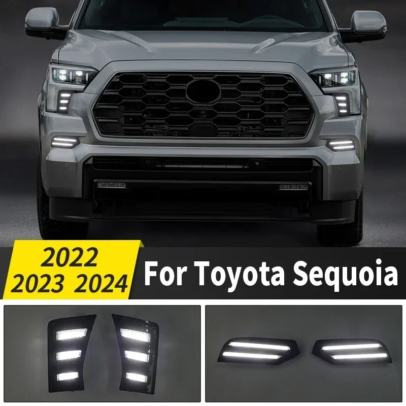 

For 2022-2024 Toyota sequoia Daytime Driving Lamp Led Dynamic Turn Signal Fog Light Modification Accessories 2022 2023