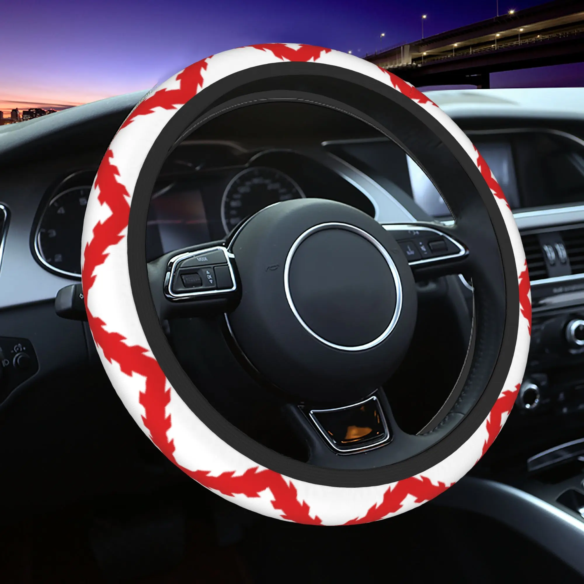 German Burgundy Cross Car Steering Wheel Cover Steering Wheel Protective Cover Colorful Car-styling Car Accessories