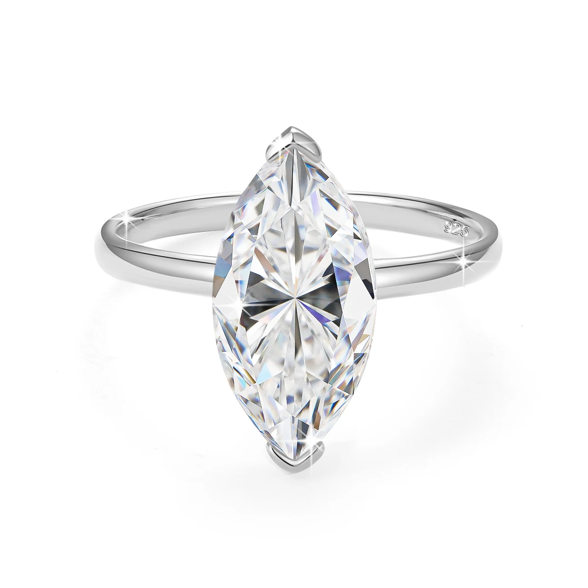 6,5*13mm 2,5ct Marquise-Schliff Moissanit-Ringe für Damen, 18k vergoldet, 925 Sterling Silber, Solitär-Ehering, Brautschmuck – Detail 11