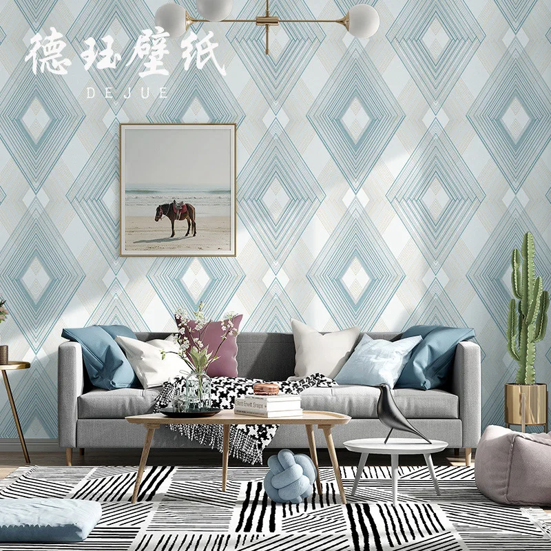 Modern Minimalist Diamond Pattern Wallpaper for TV Background Wall Living Room Bedroom Non Woven Nordic Style Wallpaper