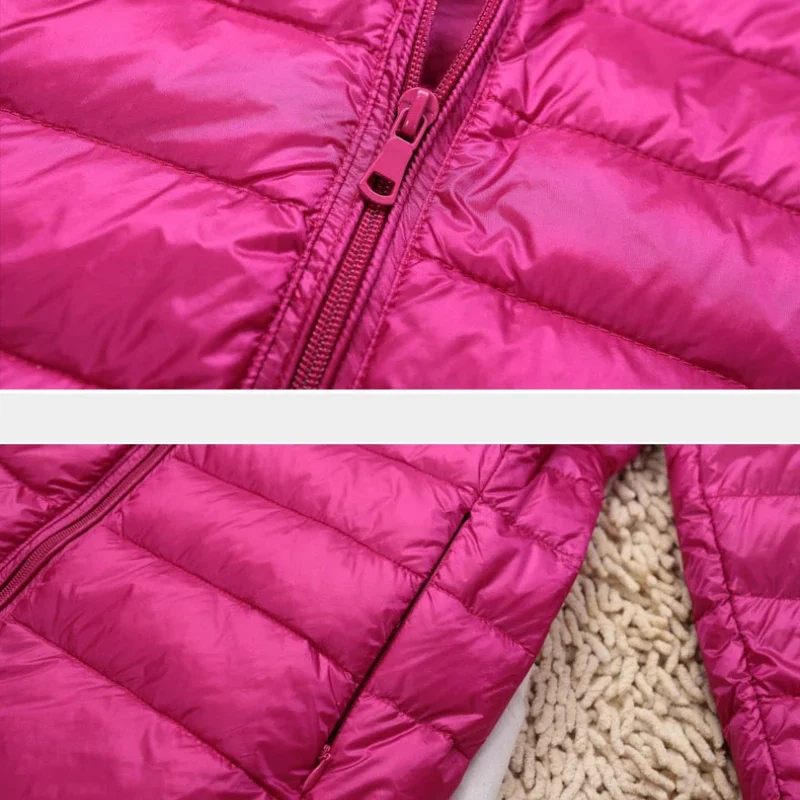 2024 New Women Thin Down Jacket White Duck Down Ultralight Stand-up Collar Jackets Autumn and Winter Warm Coats Portable Outwear