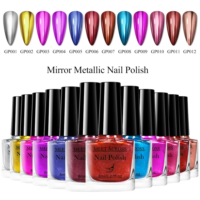 

8ml Metallic Nail Polish Blood Red Mirror Effect No Need Lamp Long Lasting DIY Nail Art Painting Manicure Vernis Polish Design