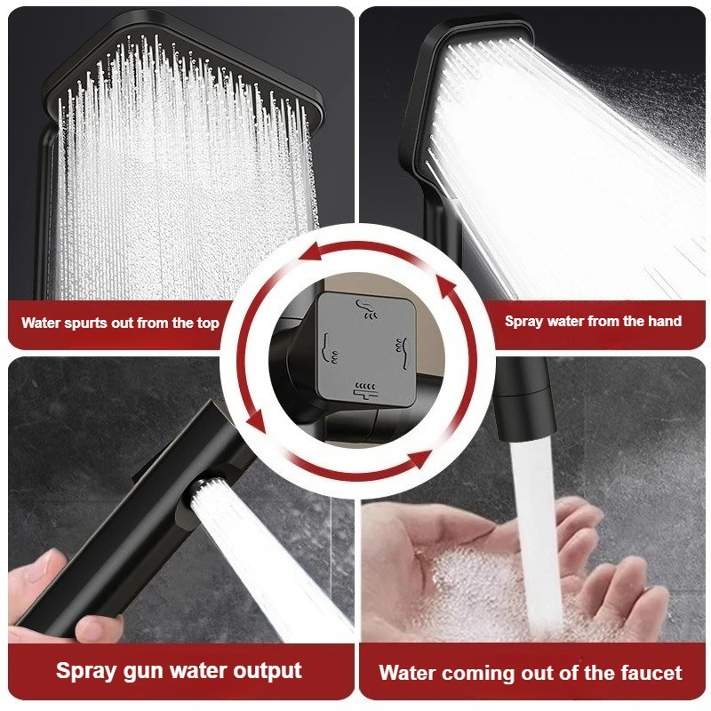 Set Keran Mixer Pancuran Kamar Mandi Supercharged Aksesori Pancuran Set Nosel Tembaga Rumah Tangga Sistem Kepala Pancuran Universal