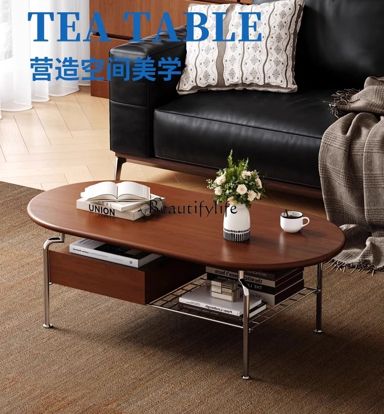 

Medieval style coffee table living room light luxury high-end sense solid wood cream style simple French style