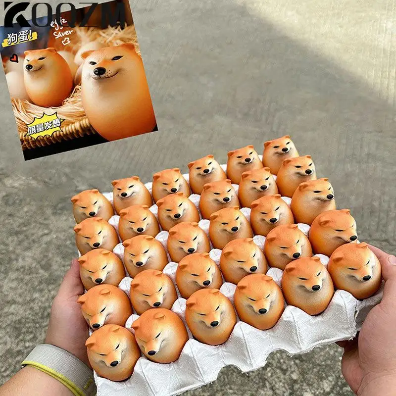 Creative Shiba Inu Realistic Egg Shape PVC Desk Decor Dog & Egg Union Decorations For Home Offices Fun Christmas Gifts