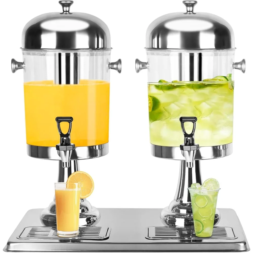 

drink dispenser with stand, 4.2 gallon beverage dispenser for parties, stainless steel dual-head juice dispenser with centre ice