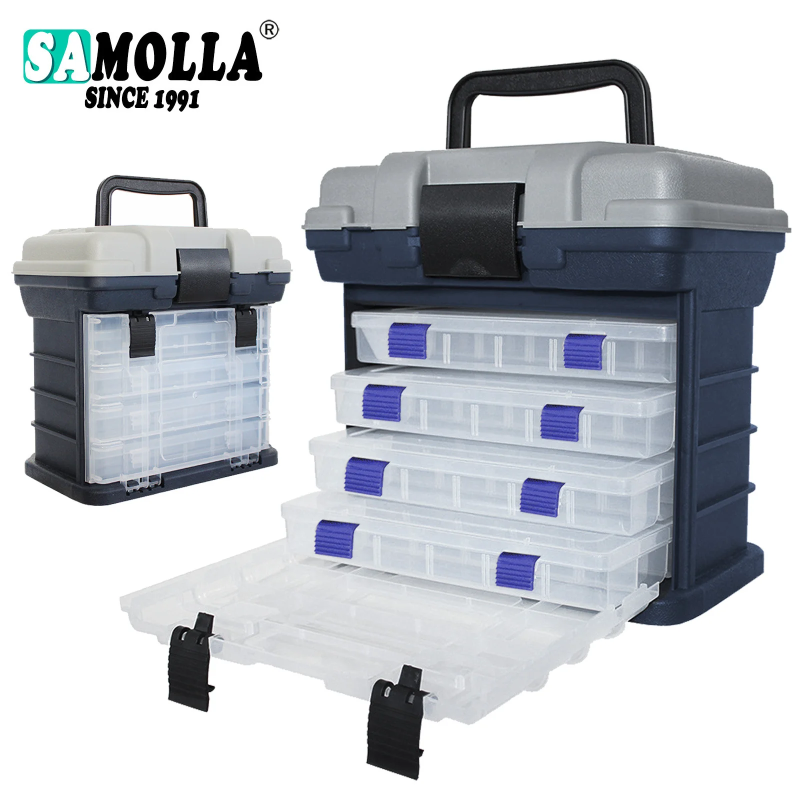 

Hard Fishing Storage System Thickened Large Space Box Grey/Red/Green Multifunctional Storage Box Four Layers Fishing Tackle Box