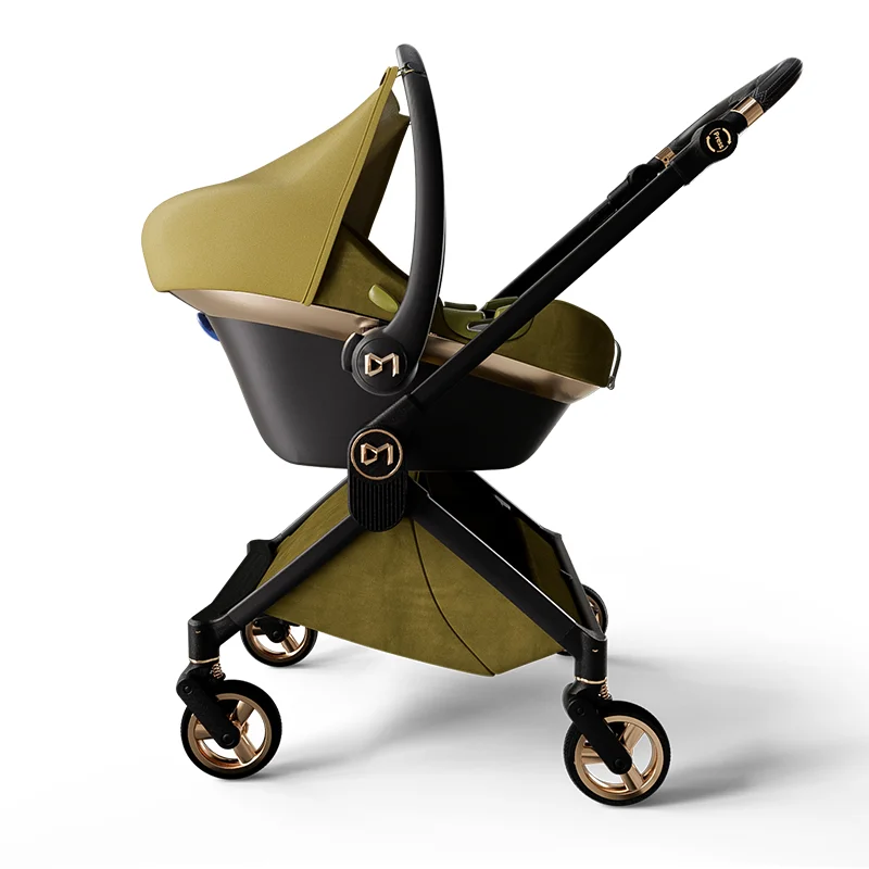 2023 new design OEM durable Automatic folding baby strollers two way push with reversible handle kids pram carriage