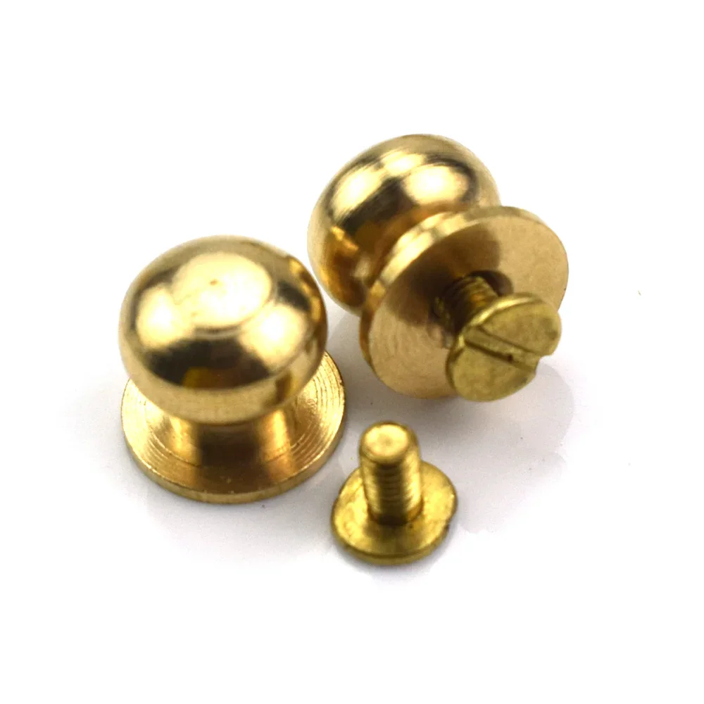 

10PCS 5mm 6mm 7mm 8mm 10mm Round Brass Nipple Nail Buckle for DIY Leather Belt Luggage Covered Button Bag Fastner Clasp