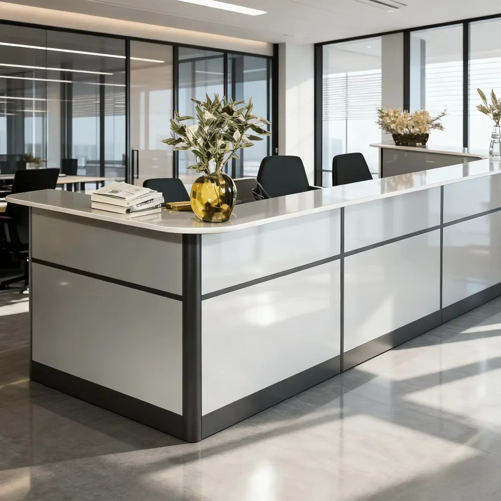 Durable Solid Wood Rectangle Office Reception - Modern Office Front Desk Reception