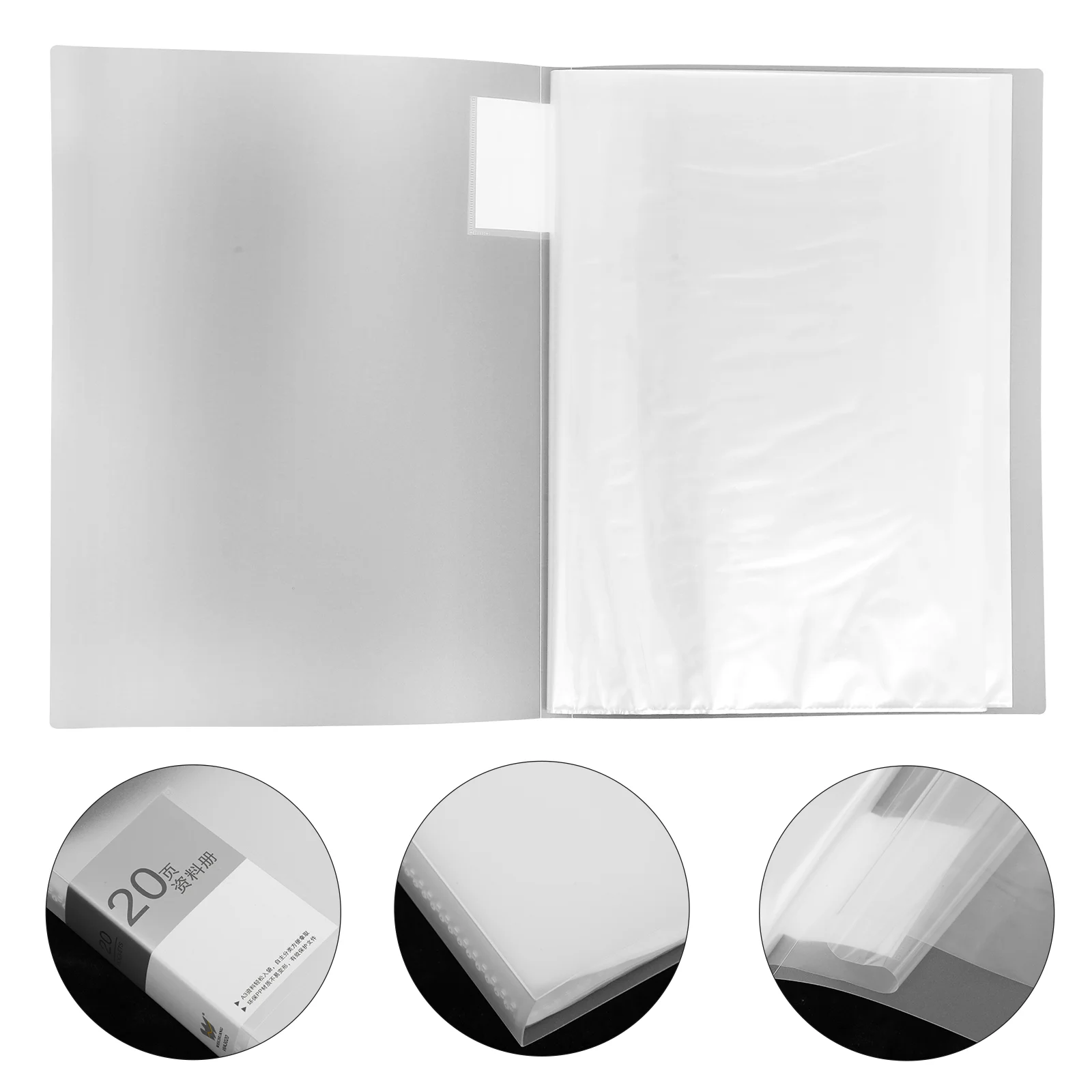 

A3/20 Page Information Booklet Test Paper Folder Drawing Picture Album (transparent White-a3/20 Page) 1pc Plastic Artist Binder