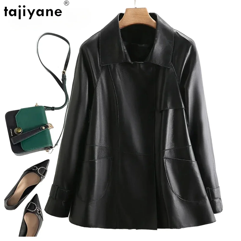 

Tajiyane Women Genuine Leather Jacket 100% Natural Sheepskin Loose Jaqueta De Couro Feminina Autumn Trendy Suede