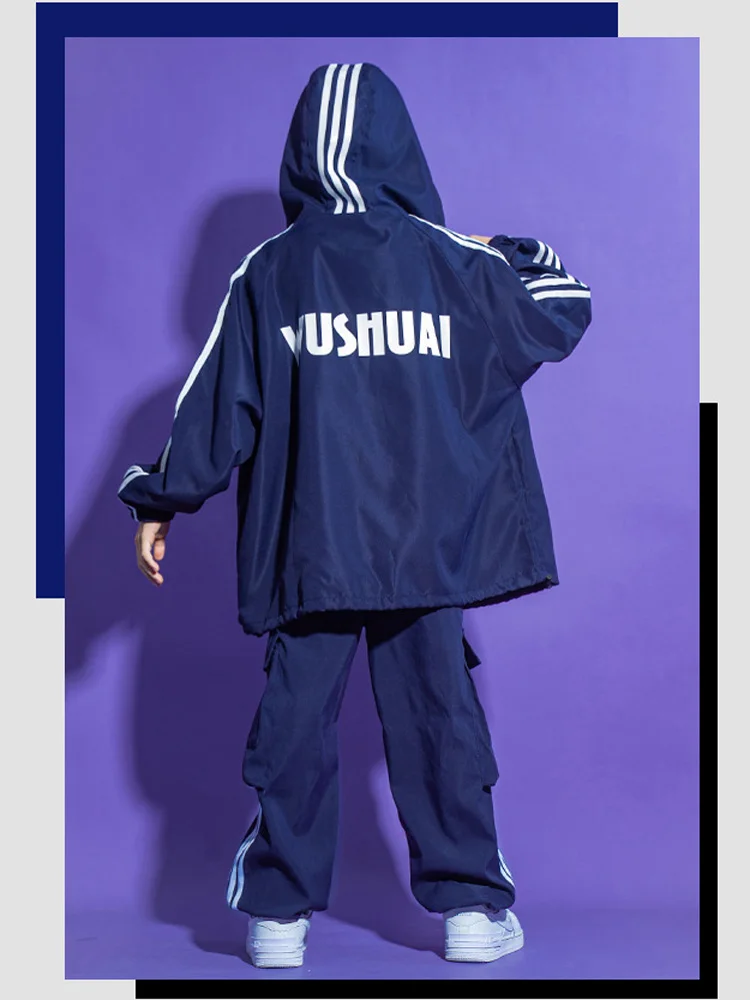 Junge Hip Hop Kostüm Street Dance Blau Pullover Hosen Mädchen Jazz Dance Kleidung Hip Hop Performance Anzug Rave Wear