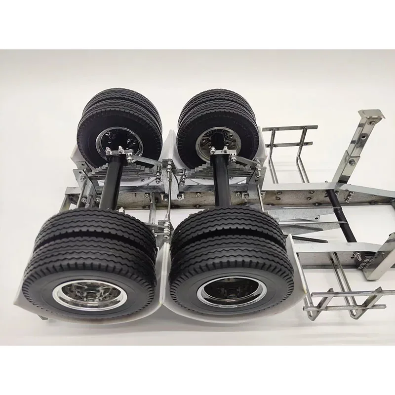 RC Truck Stainless Steel 2/3 Axis Balance Suspension Kit Steel Plate Trailer for 1/14 Tamiya SCANIA 770S VOLVO BENZ MAN TGX Car