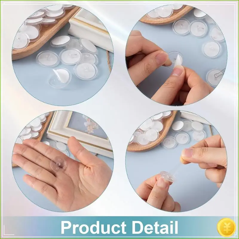 60 Pcs Self Adhesive Ceiling Hooks, Clear Sticky Hooks For Hanging, Removable Sticker Hooks, No Drill Ceiling Hook
