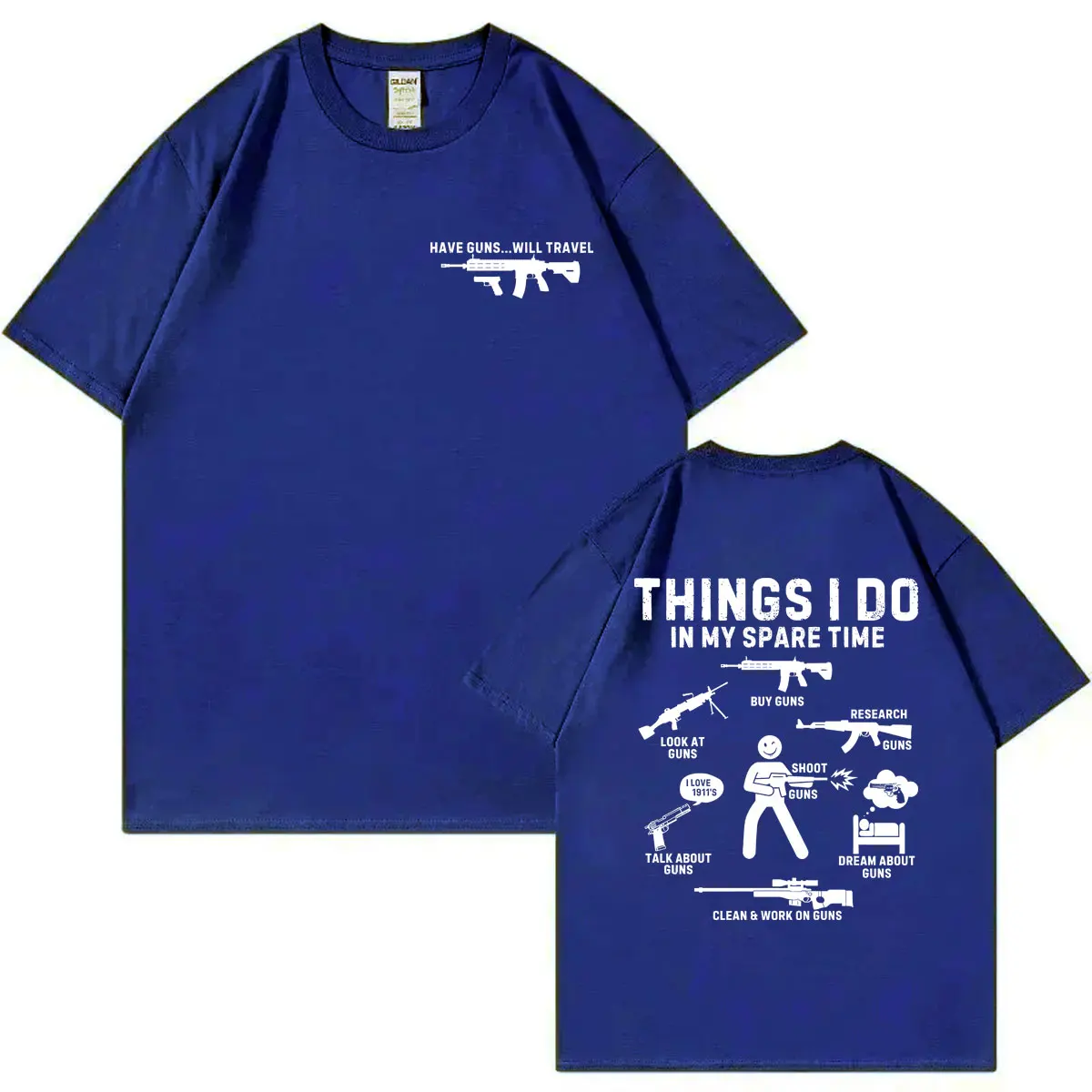 Things I Do in My Spare Time Funny Gun T-shirt High Quality Fashion Short Sleeve T-shirts Unisex Casual Loose Cotton T Shirts