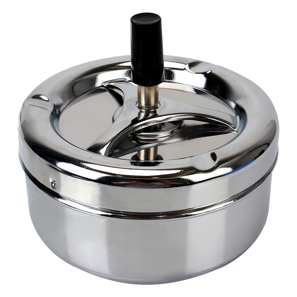 Spinning Plain Aschenbecher C Igarette Aschenbecher für Home Office Hotel C Igarette Aschenbecher Edelstahl Presse rotierenden Deckel