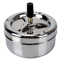 Spinning Plain Ashtray C igarette Ash Tray For Home Office Hotel C igarette Ashtray Stainless Steel Press Rotating Lid